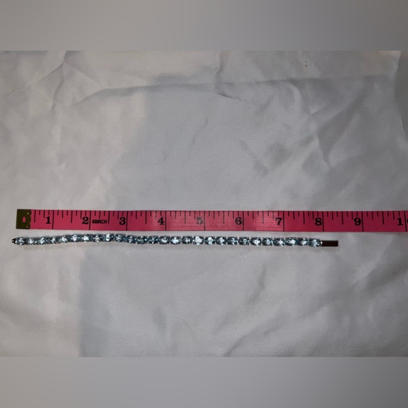 JTV 19.40 CTW Oval Blue Topaz Rhodium Over Sterling Silver Tennis Bracelet - Picture 4 of 5